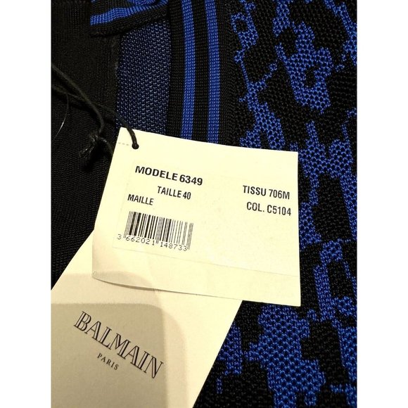 Balmain Blue and Black Mini Dress - Picture 16 of 16